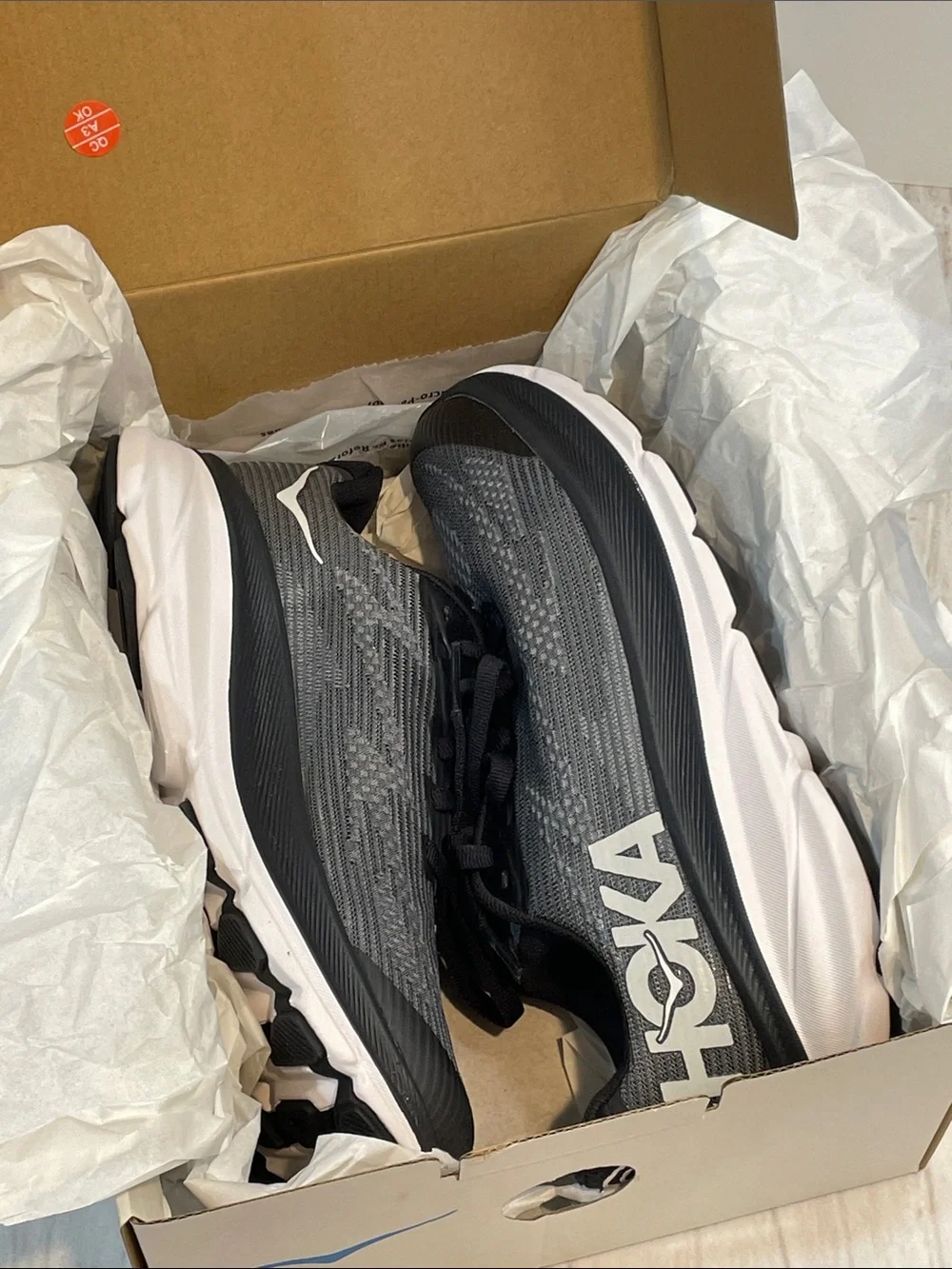 NEW Hoka Clifton 9 Youth 4 Sneakers Gray Black Running Shoes Boys Girls NIB